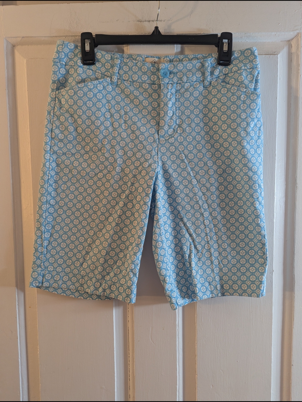 St. John's Bay Light Blue Printed Bermuda Shorts